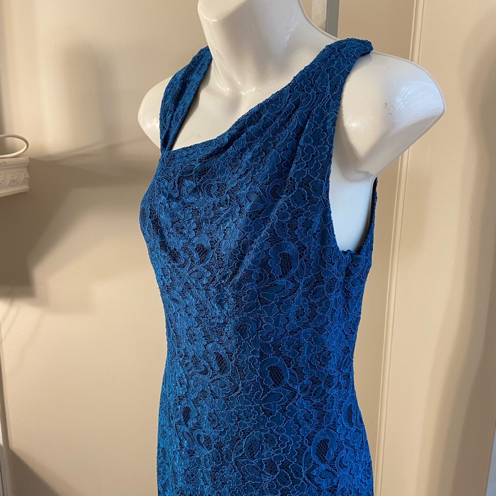 Andrew Marc Asymmetrical Blue Lace Dress 2 $148